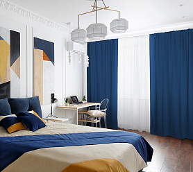 Шторы Премиум темно-синие на кулиске блэкаут