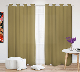 Шторы Эконом бежевые на люверсах недорогие