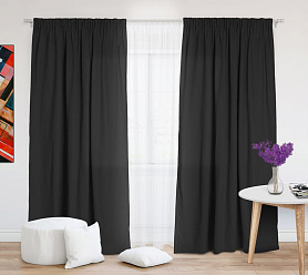 Шторы Эконом черные на тесьме недорогие