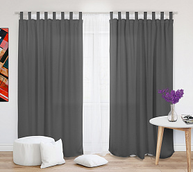 Шторы Эконом серые на петлях без липучек недорогие