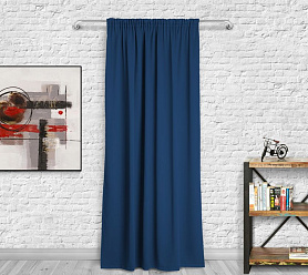 Шторы Премиум темно-синие на тесьме блэкаут
