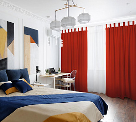 Шторы Эконом красные на петлях на липучках недорогие