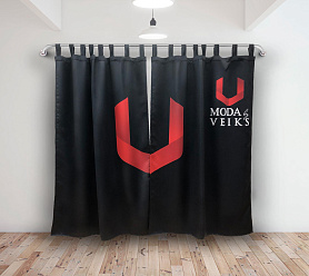 Шторы Премиум с логотипом на петлях без липучек блэкаут