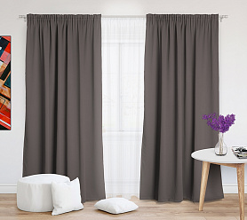 Шторы Премиум светло-коричневые на тесьме блэкаут