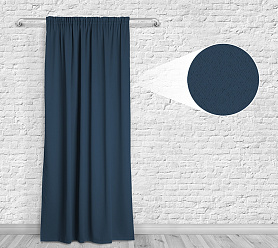 Шторы Премиум темно-синие на тесьме блэкаут