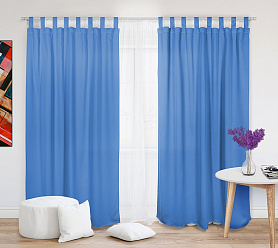 Шторы Эконом голубые на петлях без липучек недорогие