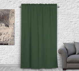 Шторы Премиум темно-зеленые на кулиске с гребешком блэкаут