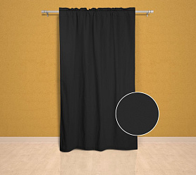 Шторы Эконом черные на кулиске с гребешком недорогие