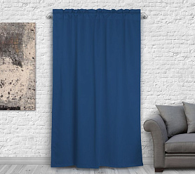 Шторы Премиум темно-синие на кулиске с гребешком блэкаут
