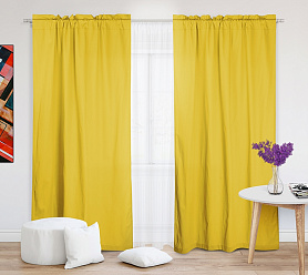 Шторы Эконом желтые на кулиске с гребешком недорогие