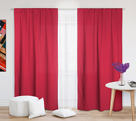 Шторы Стандарт красные на кулиске в спальню и гостиную