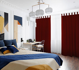 Шторы Эконом бордовые на петлях без липучек недорогие