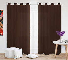 Шторы Эконом шоколад на люверсах недорогие