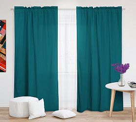 Шторы Стандарт изумрудные на кулиске с гребешком в спальню и гостиную