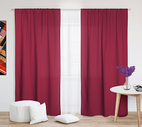 Шторы Стандарт бордовые на кулиске в спальню и гостиную