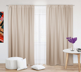 Шторы Премиум кремовые на кулиске блэкаут