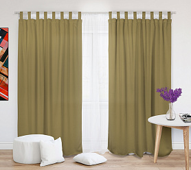 Шторы Эконом бежевые на петлях без липучек недорогие