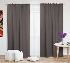 Шторы Премиум светло-коричневые на кулиске с гребешком блэкаут